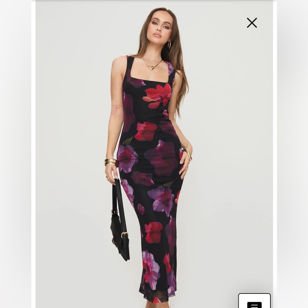 Princess Polly Eviana Floral Mesh Maxi Dress size US 4